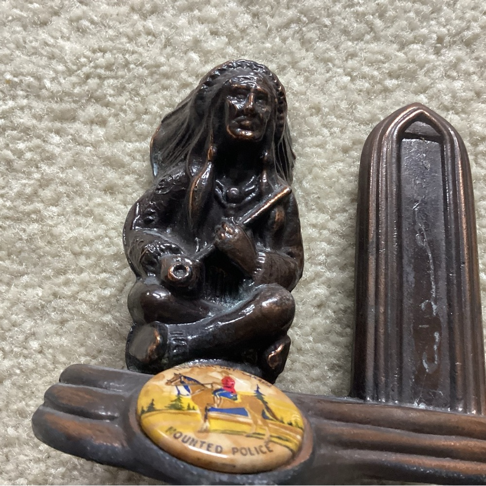 Vintage Bronze Figurine with Mounted Police Design